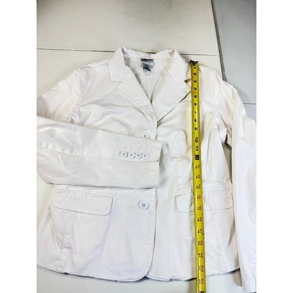 Madison & Max Womens Blazer Jacket Button Front White Cotton Blend Medium M - Picture 6 of 10